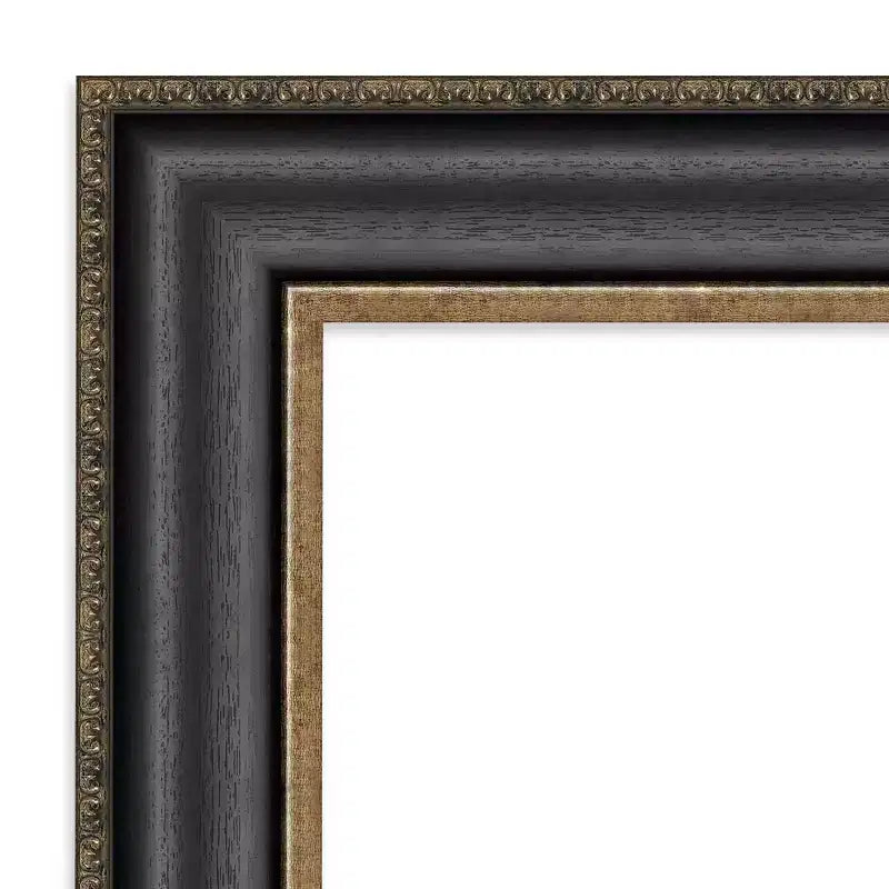 Miroir pleine longueur encadré noir pour porte - : Cadre en polystyrène, fixation murale ou à la porte