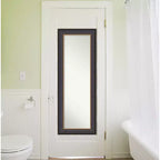 Miroir pleine longueur encadré noir pour porte - : Cadre en polystyrène, fixation murale ou à la porte