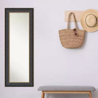 Miroir pleine longueur encadré noir pour porte - : Cadre en polystyrène, fixation murale ou à la porte