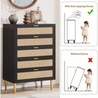 Commode 44 tiroirs en rotin – Commode bohème moderne avec accents dorés pour chambre et salon