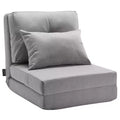  Convertible Flip Chair, 5-Position Adjustable Floor Lazy Sofa, Folding Upholstered Couch Bed with Adjustable Backrest Metal Frame, Gray