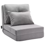  Convertible Flip Chair, 5-Position Adjustable Floor Lazy Sofa, Folding Upholstered Couch Bed with Adjustable Backrest Metal Frame, Gray