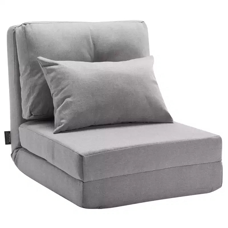  Convertible Flip Chair, 5-Position Adjustable Floor Lazy Sofa, Folding Upholstered Couch Bed with Adjustable Backrest Metal Frame, Gray
