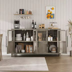 Meuble buffet de ferme moderne - Bahut avec portes vitrées et rangement pour la salle à manger et le salon