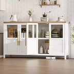 Meuble buffet de ferme moderne - Bahut avec portes vitrées et rangement pour la salle à manger et le salon