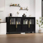 Modern Farmhouse Buffet Cabinet - Glass Door Sideboard with Storage for Dining & Living Room