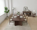  79 x 33.5 Solid Wood Farmhouse Dining Table with V-Shaped Legs and Square Wood Top for Modern Dining Rooms & Family Gatherings Walnut