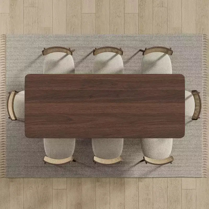 Table à manger de ferme en bois massif 79 x 33,5 avec pieds en V et plateau carré en bois pour salles à manger modernes et réunions de famille Noyer