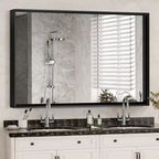 Miroir mural 40 x 30 pouces, miroir décoratif rectangulaire avec cadre en alliage d'aluminium pour salle de bain, salon, chambre à coucher