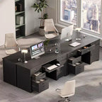 Bureau de 150 cm avec station de charge et tiroir à clavier, bureau d'ordinateur moderne pour direction avec tiroirs de classement et armoires pour bureau et chambre à coucher