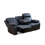 Canapé inclinable, fauteuil inclinable 3 places en cuir respirant avec table basse réversible pour salon, noir