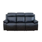 Canapé inclinable, fauteuil inclinable 3 places en cuir respirant avec table basse réversible pour salon, noir