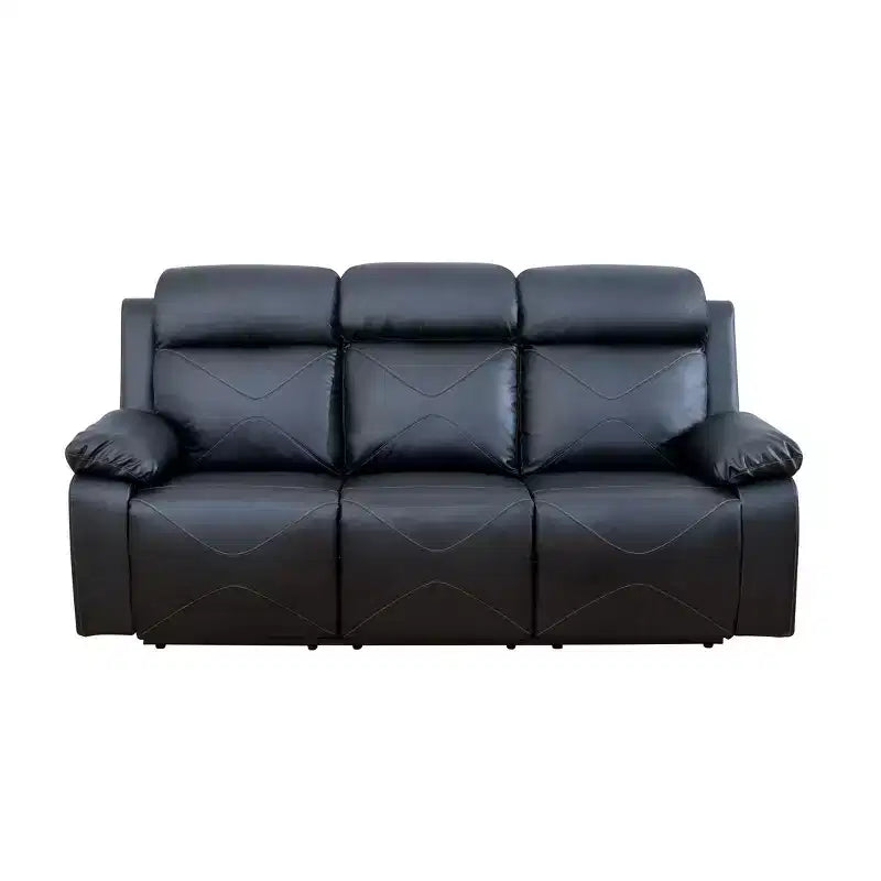 Canapé inclinable, fauteuil inclinable 3 places en cuir respirant avec table basse réversible pour salon, noir