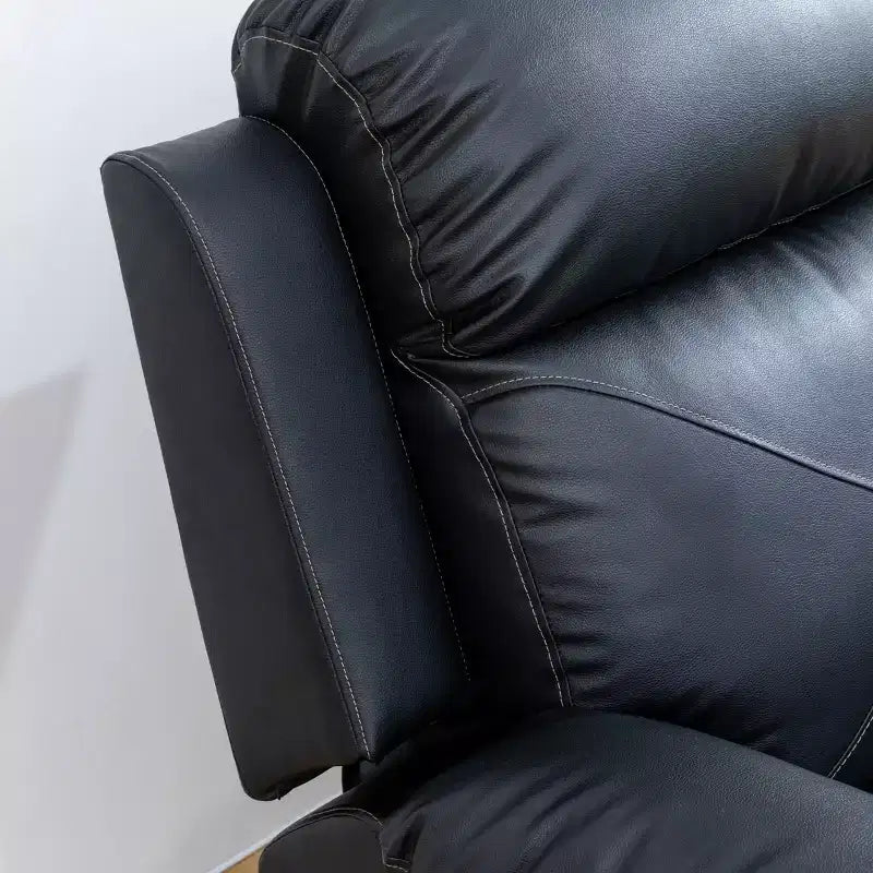 Canapé inclinable, fauteuil inclinable 3 places en cuir respirant avec table basse réversible pour salon, noir