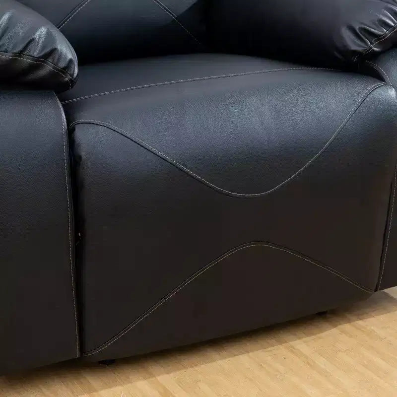 Canapé inclinable, fauteuil inclinable 3 places en cuir respirant avec table basse réversible pour salon, noir