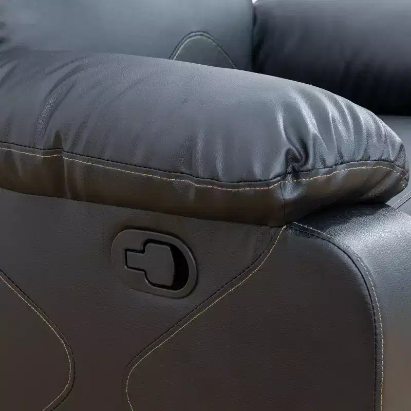 Canapé inclinable, fauteuil inclinable 3 places en cuir respirant avec table basse réversible pour salon, noir