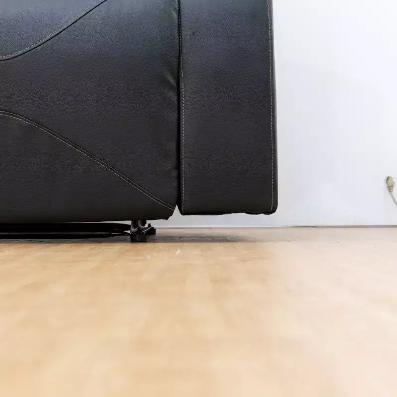 Canapé inclinable, fauteuil inclinable 3 places en cuir respirant avec table basse réversible pour salon, noir