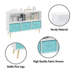 Étagère à livres pour enfants avec 3 tiroirs en tissu, multifonctionnelle pour livres/jouets, boucle de sécurité murale, MDF haute densité