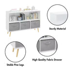 Étagère à livres pour enfants avec 3 tiroirs en tissu, multifonctionnelle pour livres/jouets, boucle de sécurité murale, MDF haute densité