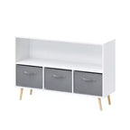 Étagère à livres pour enfants avec 3 tiroirs en tissu, multifonctionnelle pour livres/jouets, boucle de sécurité murale, MDF haute densité