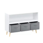 Étagère à livres pour enfants avec 3 tiroirs en tissu, multifonctionnelle pour livres/jouets, boucle de sécurité murale, MDF haute densité