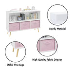 Étagère à livres pour enfants avec 3 tiroirs en tissu, multifonctionnelle pour livres/jouets, boucle de sécurité murale, MDF haute densité