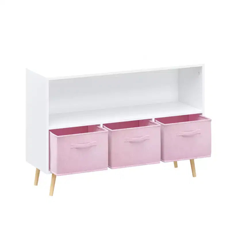 Étagère à livres pour enfants avec 3 tiroirs en tissu, multifonctionnelle pour livres/jouets, boucle de sécurité murale, MDF haute densité