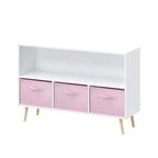 Étagère à livres pour enfants avec 3 tiroirs en tissu, multifonctionnelle pour livres/jouets, boucle de sécurité murale, MDF haute densité