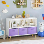 Étagère à livres pour enfants avec 3 tiroirs en tissu, multifonctionnelle pour livres/jouets, boucle de sécurité murale, MDF haute densité