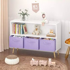 Étagère à livres pour enfants avec 3 tiroirs en tissu, multifonctionnelle pour livres/jouets, boucle de sécurité murale, MDF haute densité