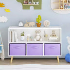 Étagère à livres pour enfants avec 3 tiroirs en tissu, multifonctionnelle pour livres/jouets, boucle de sécurité murale, MDF haute densité