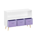 Étagère à livres pour enfants avec 3 tiroirs en tissu, multifonctionnelle pour livres/jouets, boucle de sécurité murale, MDF haute densité