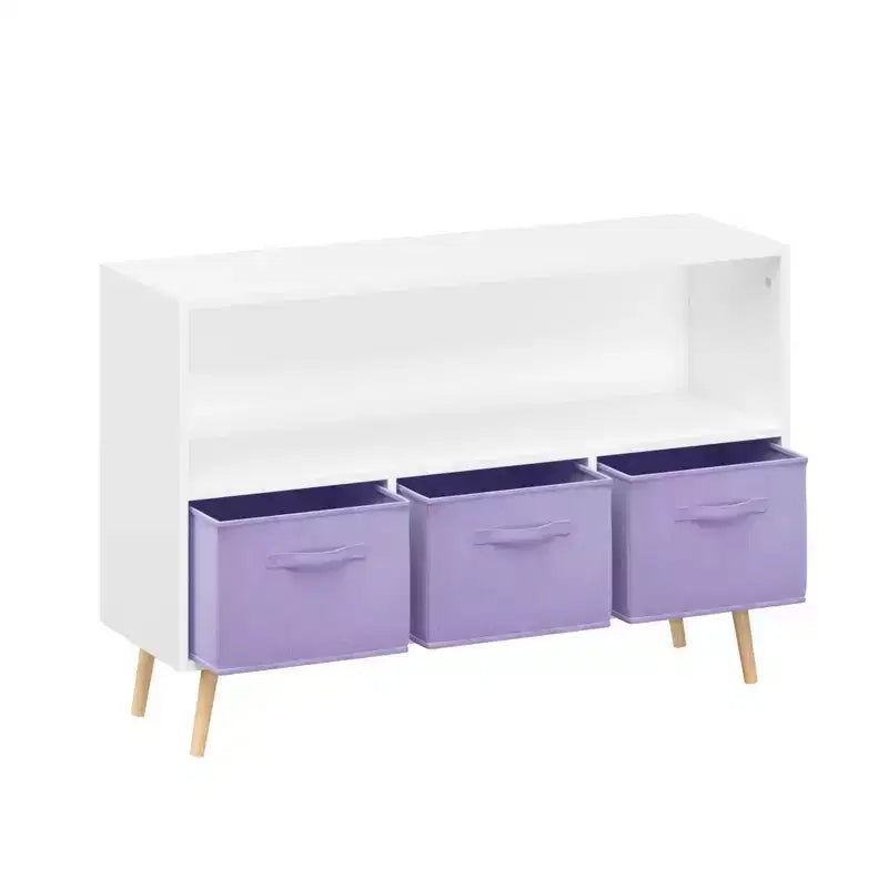 Étagère à livres pour enfants avec 3 tiroirs en tissu, multifonctionnelle pour livres/jouets, boucle de sécurité murale, MDF haute densité