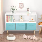 Étagère à livres pour enfants avec 3 tiroirs en tissu, multifonctionnelle pour livres/jouets, boucle de sécurité murale, MDF haute densité