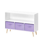 Étagère à livres pour enfants avec 3 tiroirs en tissu, multifonctionnelle pour livres/jouets, boucle de sécurité murale, MDF haute densité