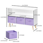 Étagère à livres pour enfants avec 3 tiroirs en tissu, multifonctionnelle pour livres/jouets, boucle de sécurité murale, MDF haute densité