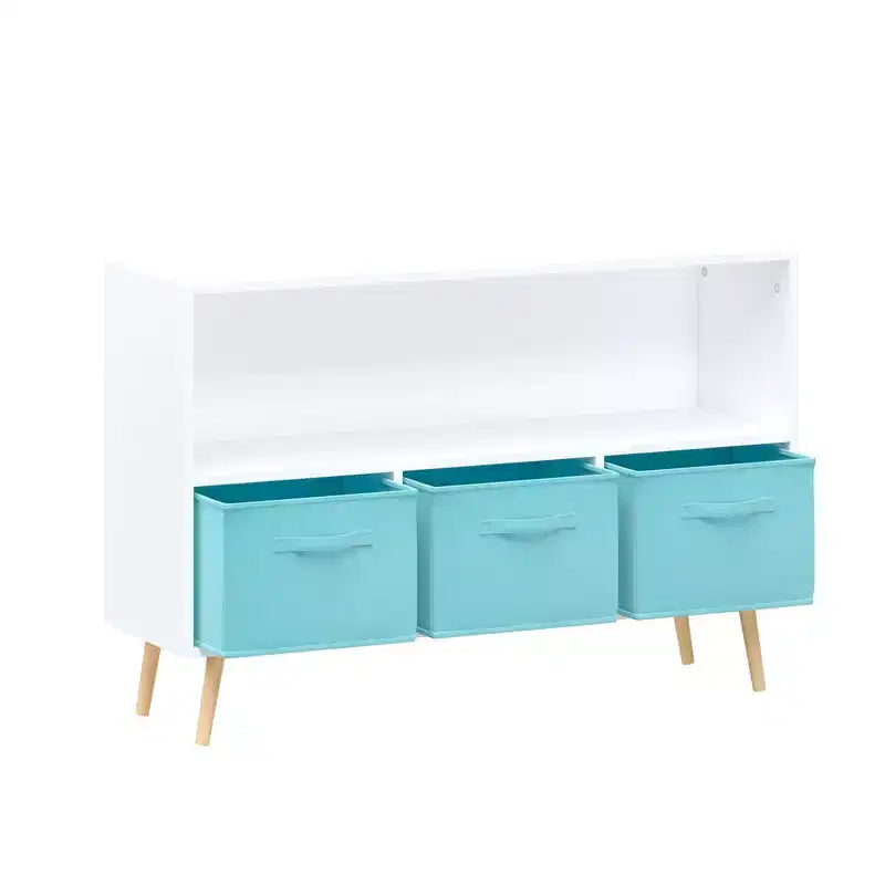 Étagère à livres pour enfants avec 3 tiroirs en tissu, multifonctionnelle pour livres/jouets, boucle de sécurité murale, MDF haute densité
