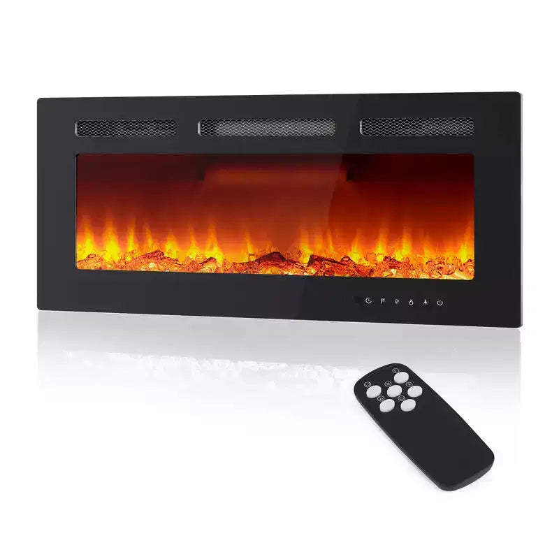 40in Wall-Mount Electric Fireplace, Fireplace Heater with 750W/1500W Heater, 12 Color Flame Effects, Remote Control & Timer