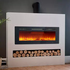 Cheminée électrique murale de 40 pouces, chauffage de cheminée avec réglages 750W/1500W, 12 effets de flamme colorés, télécommande et minuterie