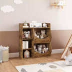 Bibliothèque pour enfants, meuble de rangement pour jouets de 91 cm de haut, étagère de présentation double face à 5 compartiments avec étagère supérieure spacieuse pour chambre d'enfant, chambre à coucher