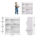 Bibliothèque pour enfants, meuble de rangement pour jouets de 91 cm de haut, étagère de présentation double face à 5 compartiments avec étagère supérieure spacieuse pour chambre d'enfant, chambre à coucher