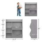 Bibliothèque pour enfants, meuble de rangement pour jouets de 91 cm de haut, étagère de présentation double face à 5 compartiments avec étagère supérieure spacieuse pour chambre d'enfant, chambre à coucher