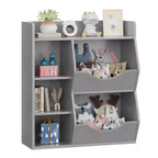 Kids Bookshelf, 36 Inch High Toy Storage Cabinet, 5 Cube Double-Sided Toy Storage Display Rack with Spacious Top Shelf for Kids Room, Bedroom