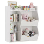 Bibliothèque pour enfants, meuble de rangement pour jouets de 91 cm de haut, étagère de présentation double face à 5 compartiments avec étagère supérieure spacieuse pour chambre d'enfant, chambre à coucher