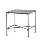 Table d'appoint minimaliste avec cadre en métal et design renforcé, table d'appoint avec plateau tressé, bout de canapé pour salon, patio, noir