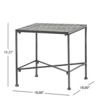 Table d'appoint minimaliste avec cadre en métal et design renforcé, table d'appoint avec plateau tressé, bout de canapé pour salon, patio, noir