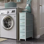Commode étroite à 4 tiroirs - avec cadre en acier, plateau en bois et tiroirs en tissu faciles à tirer pour petits espaces, placards, chambre, salle de bain et buanderie