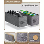 Commode étroite à 4 tiroirs - avec cadre en acier, plateau en bois et tiroirs en tissu faciles à tirer pour petits espaces, placards, chambre, salle de bain et buanderie