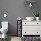 Commode étroite à 4 tiroirs - avec cadre en acier, plateau en bois et tiroirs en tissu faciles à tirer pour petits espaces, placards, chambre, salle de bain et buanderie
