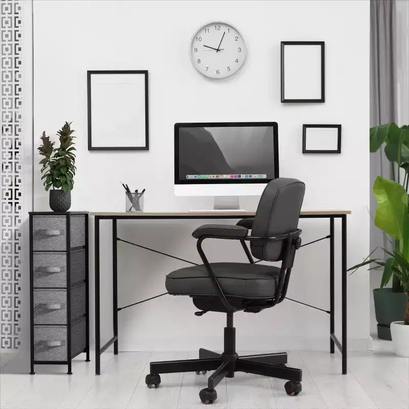Commode étroite à 4 tiroirs - avec cadre en acier, plateau en bois et tiroirs en tissu faciles à tirer pour petits espaces, placards, chambre, salle de bain et buanderie